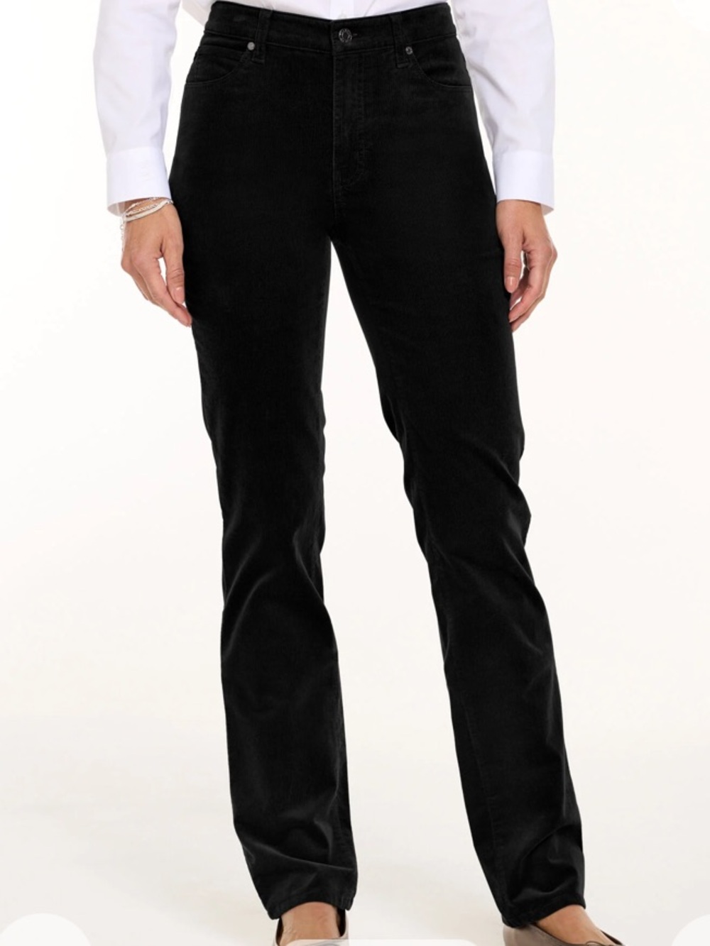 Talbots NWT High-Waist Straight-Leg Black Corduroy Petite Trousers - 10P